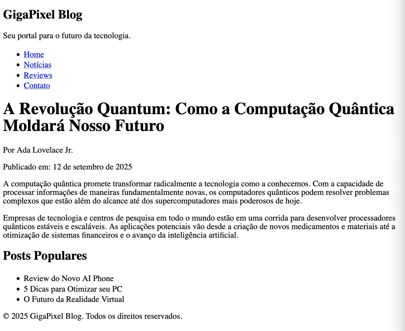 Exercício Blog